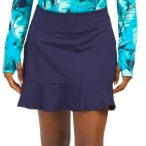 NWT Tommy Bahama Women’s Active Skort Flounce Skirt Golf PickleBall Navy Blue L